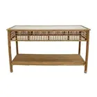 New Bahama 137x80cm Bamboo Console Table w/Glass Top Rectangle Furniture Natural