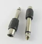 10x 6.35mm 1/4" Male Plug Mono to RCA Phono Female Jack Audio Adapter Converter