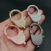 Big CZ Micro Pave Hook Lobster Clasp 15*43mm Cubic Zirconia Clasp