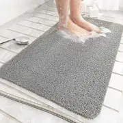 Shower Mat for Inside Shower, Loofah Bath Mat Non Slip Anti Mould Antibacterial Soft PVC Bathtub Mat for Bathroom Wet Shower Areas Grey W50 x L80cm