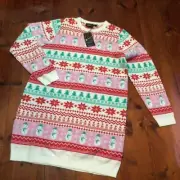 Brave Soul Womens/Ladies Christmas Jumper Pink Tones Size 20 NWT Xmas In July