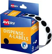 Avery Round Dispenser Labels - Removable Price Stickers - Identification Labels - Office Supplies - Black, 14mm, 1050 Labels / 1 Roll (937242)