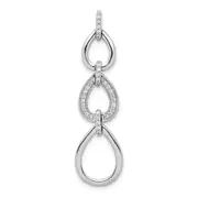 14k White Gold 1/8ct. Real Diamond Fancy Teardrop Dangle Pendant