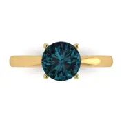 1.5Ct Round Cut - Topaz Gemstone Solitaire Ring Yellow Gold, Anniversary Gift