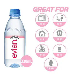 【evian依雲】 天然礦泉水(寶特瓶330ml/24入)X10箱(免運費)