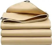 Heavy Duty Waterproof Tarp 2x2m 3x4m 4x6m 5x6m Beige PVC Tarpaulin Multipurpose Protective Cover with Grommets for Camping, Plants Greenhouse, Cars, Patio and Pavilion(2x4m(6.5ftx13.1ft))