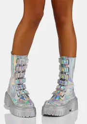 [Club Exx] Holographic Ice Breaker Combat Boots