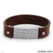DYRBERG/KERN of DENMARK! New Bracelet Made of Stainless Steel and Brown Leather