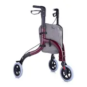 Altus Premium Aluminium 3-Wheel Walker with Convenient Storage Bag Red