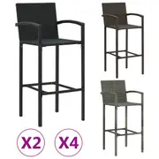 2/4x Bar Stools Pub Bistro Chairs Furniture Poly Rattan Multi Colours vidaXL