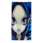Faces of Faery #12 Blue Goth Girl Microfiber Beach Towel