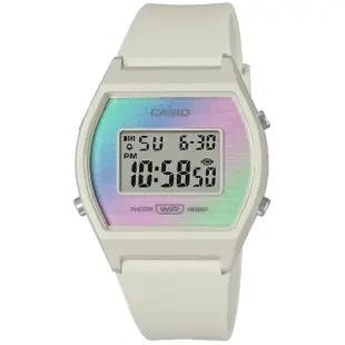 【CASIO 卡西歐】卡西歐酒桶型多彩膠帶電子錶-米白(LW-205H-8A 台灣公司貨)