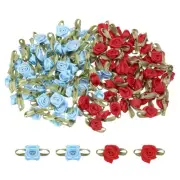 100 Pcs Blue Red Mini Roses Bow 15mm Ribbon Roses for Appliques Crafts