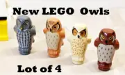 New LEGO Owl Set Lot of 4 Harry Potter Magical Bird Printed Gray Nougat Browns