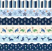 75Ft Boho Ocean Bulletin Board Borders Summer Sea Themed Scalloped Trim Turtle Whale Fish Bulletin Borders Back to School Classroom Home Office Chalkboard Wall Door Decorations for Summer Beach Pool