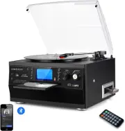 Bluetooth Record Player Turntable with Stereo Speaker, LP Vinyl to MP3 Con...