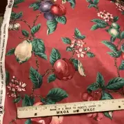 Waverly Home Decor Fabric “ Preserves” 100% Cotton Fruit On Maroon 1 Yard +