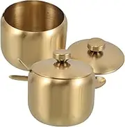 NAMOARLY Set of 2 Stainless Steel Spice Jars Salt Sugar Containers Modern Kitchen Pot Easy to Clean Freshness Seal