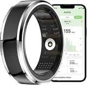 Smart Ring for Men and Women with Bluetooth Somatosensory Game 5ATM Waterproof Fitness Tracker, Health and Step Monitoring, Lightweight Ring for iOS and Android,9,A