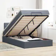 Ottoman Bed with Mattress Dark Grey/Black Velvet vidaXL