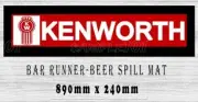 BAR RUNNER Kenworth Aussie Beer Spill Mat (890mm X 240mm) Man Cave Pub Rubber