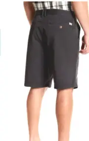 New Quiksilver sz 38 faded black KRANDY khaki chino walk shorts straight taper