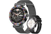 Smart Watch for Women(Answer/Make Calls), 5ATM Waterproof Fitness with Heart Rate/SpO2/Blood Pressure, Bluetooth with 2 Watch Bands (Black)