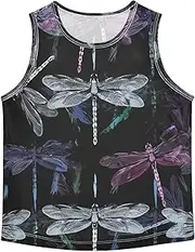[RPLIFE] Boys' Tank Top Shirt, Sleeveless Quick Dry Workout Tank Undershirt for Running Football Basketball, Dragon Fly Black, 3-15 Y