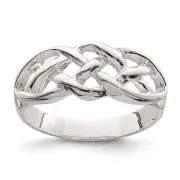 Sterling Silver Polished Woven Celtic Pattern Top Ring Size 8 Gift for Mother