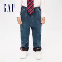 在飛比找蝦皮商城優惠-Gap 男幼童裝 Logo刷毛鬆緊錐形牛仔褲-淺藍色(836