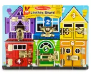 Melissa & Doug Latches Board Colours Shapes Numbers Animals Fun Learning Kids