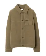 Burberry Long-Sleeved Buttoned Fleece Overshirt silt color