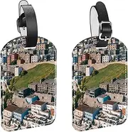 [CWAGFEQZ] 2-Pc Luggage Tags for Suitcases,Travel Tags for Luggage,Greece Style European Architecture