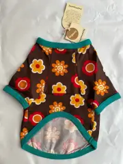 Maxomorra organic Scandi dog top/coat brown yellow red retro floral Size Medium