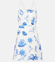 [Farm Rio] Farm Rio Printed linen minidress AU 8 white