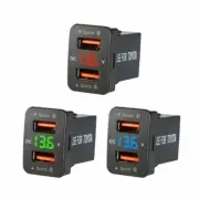 Dual USB DC 12-24V QC3.0 Car Socket Fast Charger Voltage Display For Toyota D