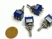 4 x Toggle Switches 3 Position Mini MTS-203 6-Pin DPDT ON-OFF-ON 6A Latching B24