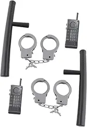 WRITWAA 2sets Halloween Props Cop Costumes Man Apparel Photo Prop Halloween Costume Party Trick Props Plaything Prop Role Play Cosplay Accessories Plastic Black