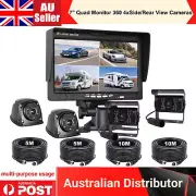 7"Quad Monitor 360 4xSide/RearView Cameras Night Vision 12/24V For Truck Caravan