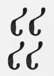 Designer's Image Bronze Finish Coat & Hat Double Hook 4 Pack w/ Mounting Screws