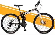 Mountain Bike, 26"Mechanical Disc Brake Front and Rear High Carbon Steel Frame, 24 Speed ​​Bike, All-Purpose Unisex Bike with Non Slip Tire,Orange
