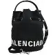 BALENCIAGA 巴黎世家 619458 簡約電繡LOGO帆布迷你兩用水桶包.黑