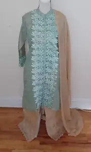 New Katan Light Mint Blue Stitches Ready Made 3Piece Salwar-Kameez Suit