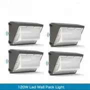 4Pack 120W LED Wall Pack Light Photocell Dusk to Dawn Commercial Security Lamp