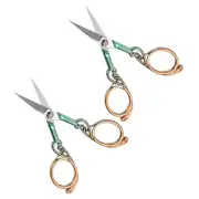2pcs Sewing Scissors Stainless Steel Tailor Scissors Durable Shears Gold Green