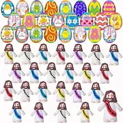 LAKULIO 24 Pack Prefilled Easter Eggs Mini Jesus Figures Jesus Loves You Jesus Toys to Hide and Seek Easter Religious Party Favors Gifts Easter Basket Stuffers