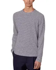 Officine Generale Cotton Linen Striped Tee