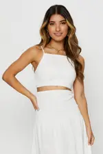 White Singlet Top Sleeveless Crop Square Neck - Size 14, Women's Crop Top