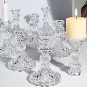 Candlestick Holders Set,12Pcs 4" H Taper Candle Holders Bulk, Clear Glass Candle