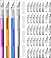 Viemior 4PCS Exacto Knife, Hobby Knife Craft Knifes with 40PCS Spare Exacto Knife Blades(#11), Profession Exacto Knives Precision Knife for Crafting, Arts, Modeling, Scrapbooking, Stencil